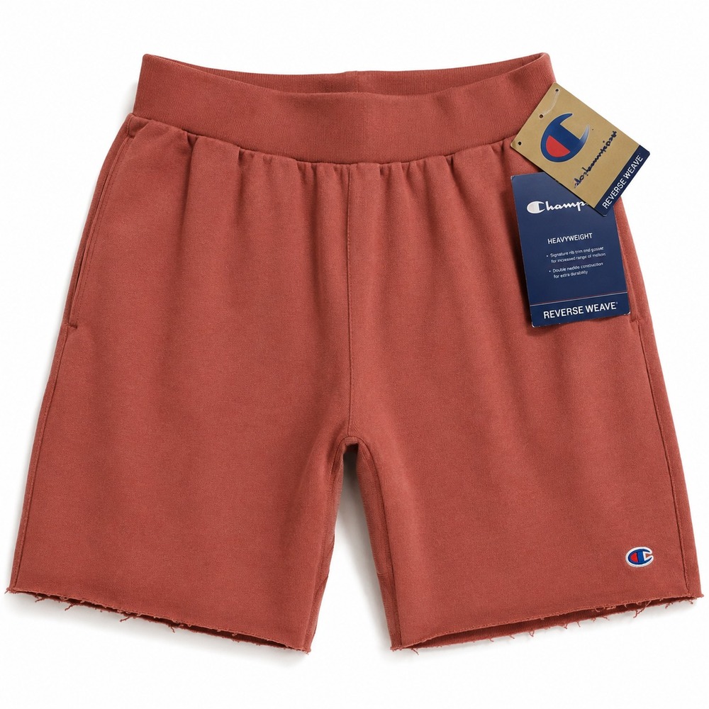 Champion Reverse Weave Shorts Womens Large Burnt Orange Raw Hem Heavyweight NEW